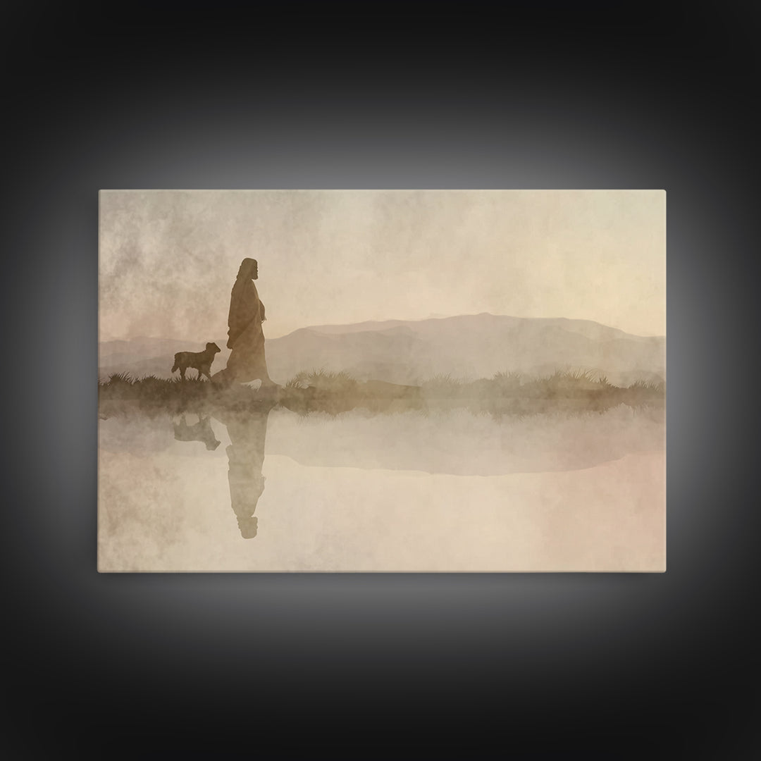 Dawnlight Promise – Framed Canvas Print – Christian Art Painting – Jesus Canvas Art – Christian Decor For Home – Subtle Christian Art – Chr