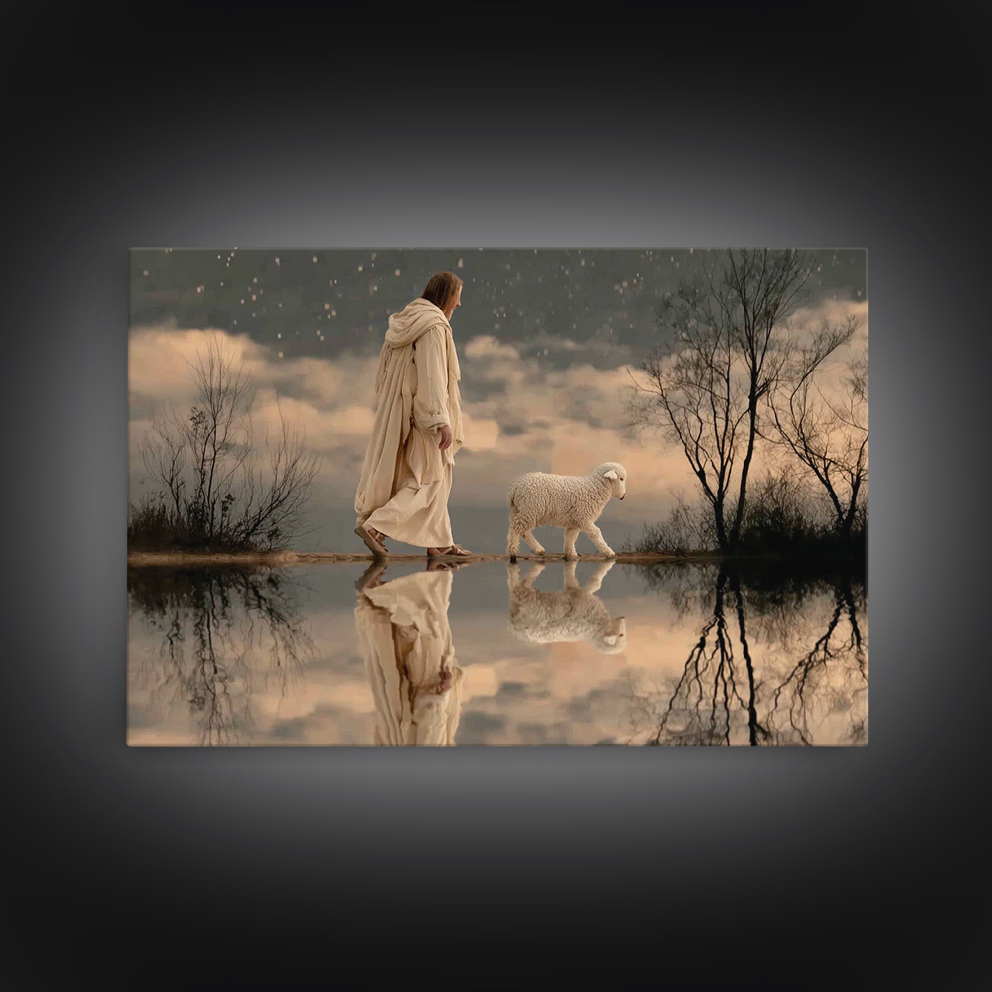 Night Watch Grace, Framed Canvas Print, Christian Christmas Art, Jesus Wall Art, Christian Art Canvas, Moody Christian Art, Framed Christma
