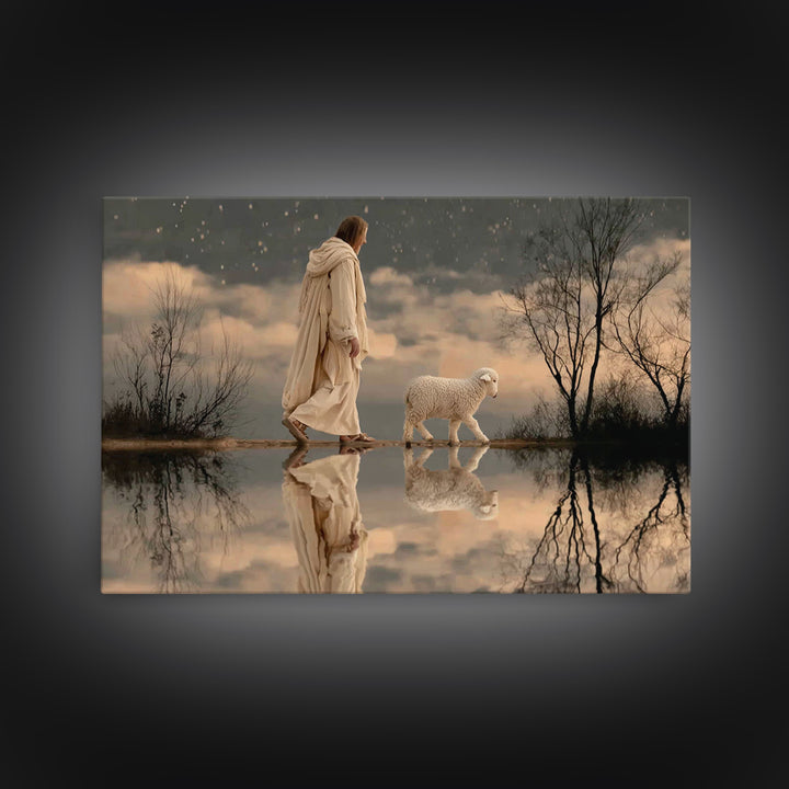 Night Watch Grace, Framed Canvas Print, Christian Christmas Art, Jesus Wall Art, Christian Art Canvas, Moody Christian Art, Framed Christma