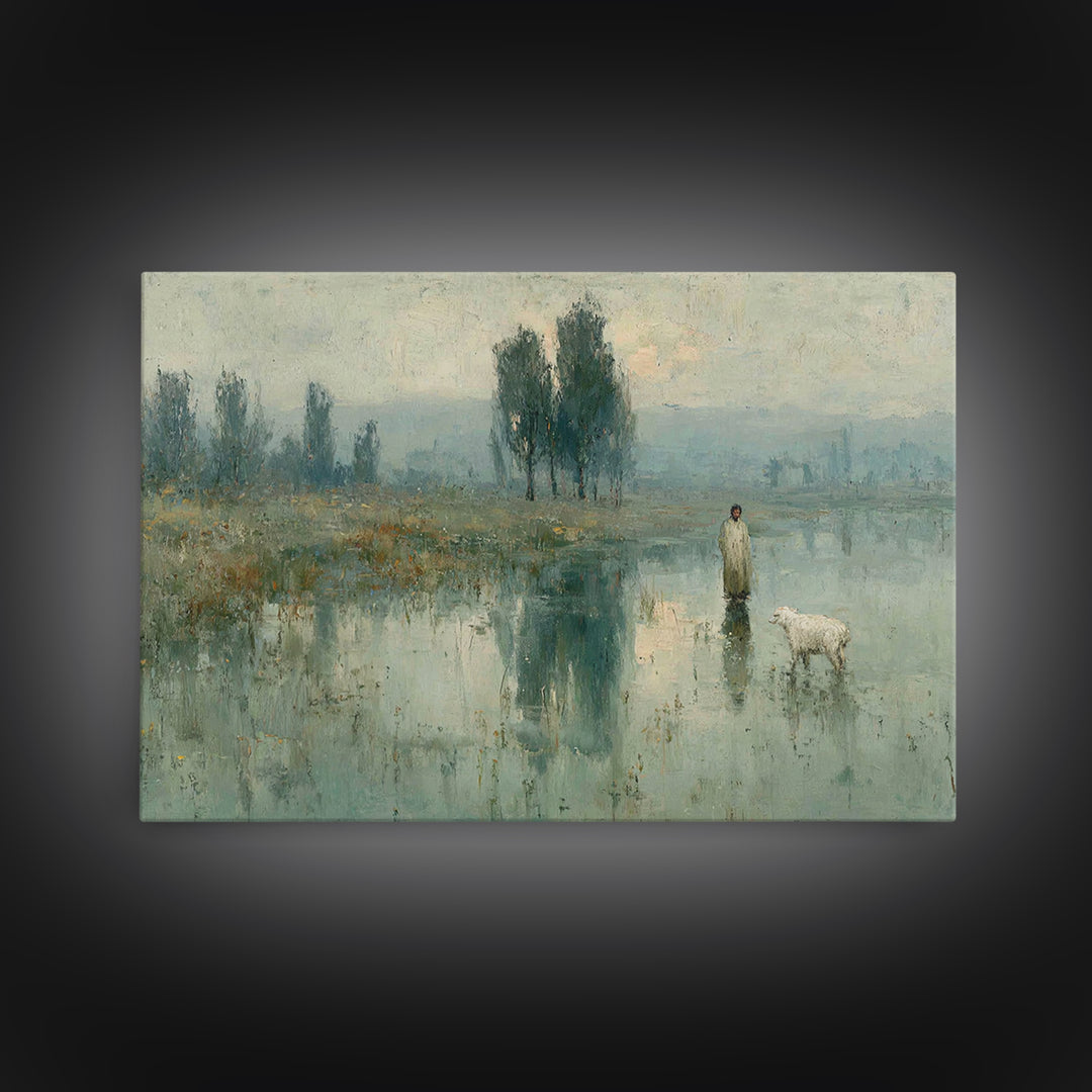 Silent Meadow Hope – Framed Canvas Print – Christian Art Canvas – Jesus Painting – Minimalist Christian Art – Christian Gift – Christmas Ar