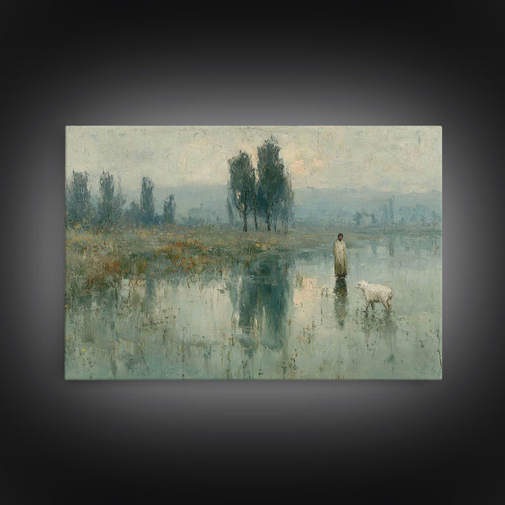 Silent Meadow Hope – Framed Canvas Print – Christian Art Canvas – Jesus Painting – Minimalist Christian Art – Christian Gift – Christmas Ar