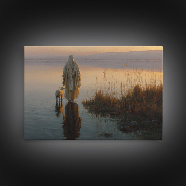 Dawn Of The Shepherd – Framed Canvas Print – Christian Wall Art – Jesus Painting – Christian Art Canvas – Moody Christmas Art – Christian G