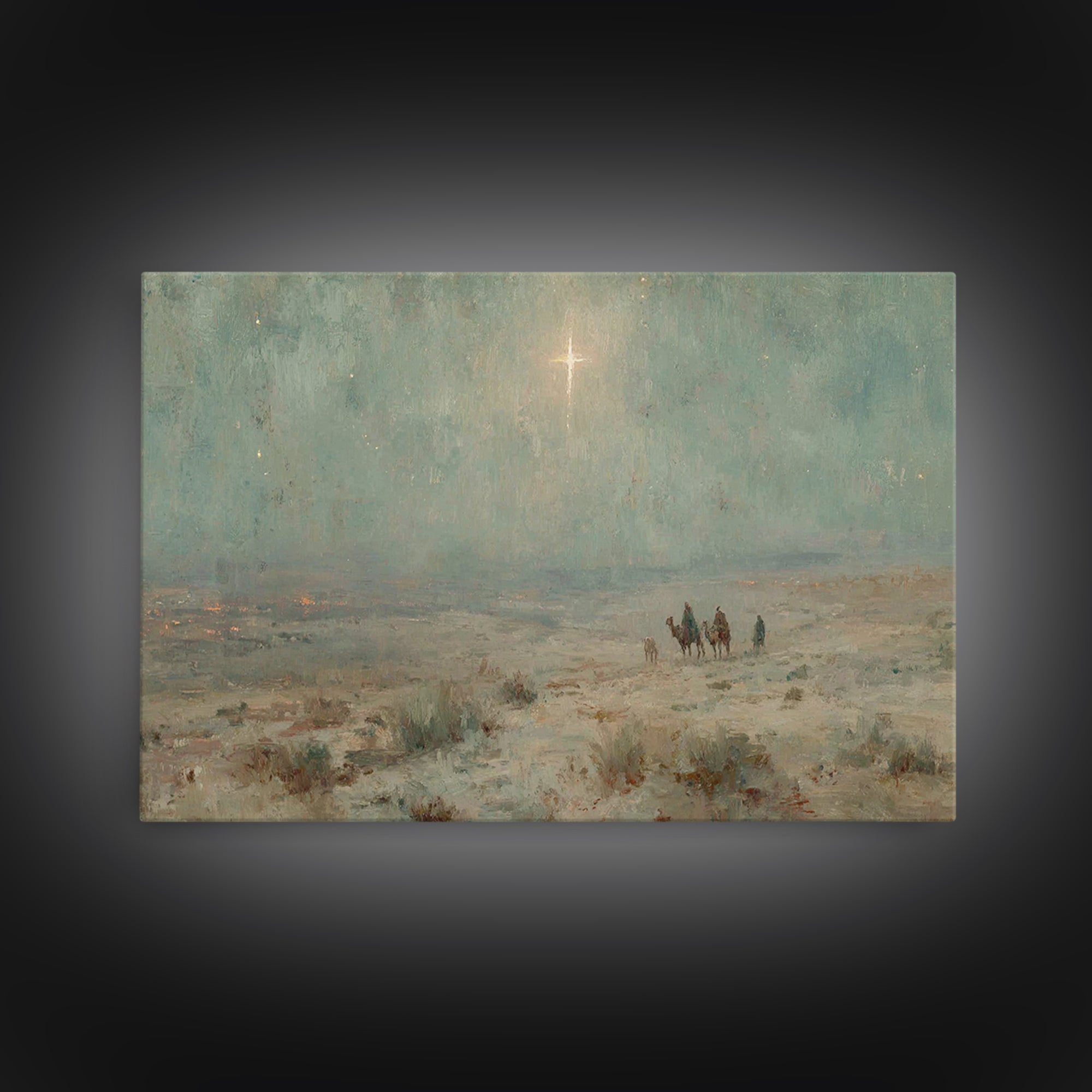Star Of Bethlehem | Framed Canvas Print | Christmas Art | Christian Wall Art | Christian Art Canvas | Vintage Christian Art | Christian Chr