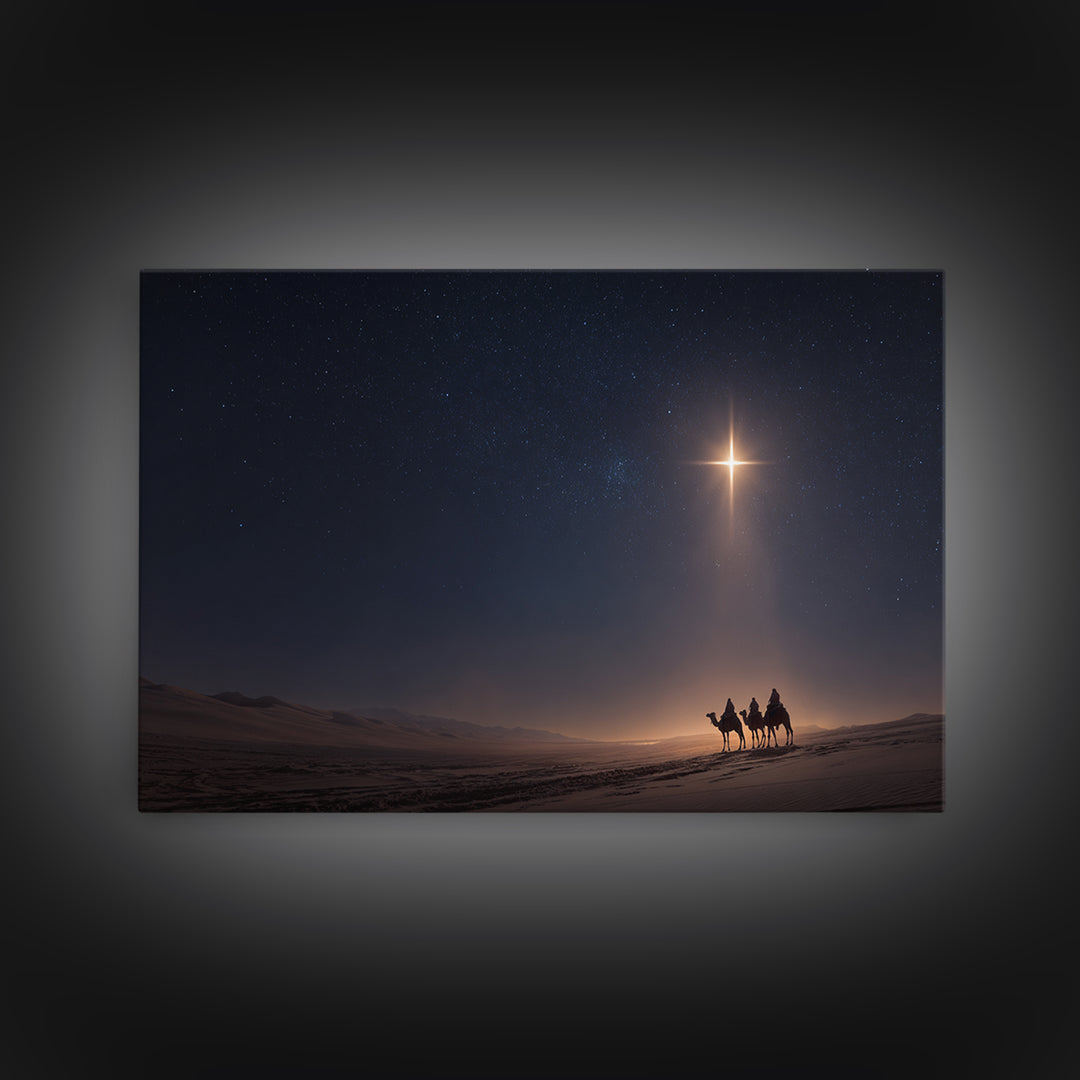 Holy Night Journey, Framed Canvas Print, Christian Art Canvas, Christmas Wall Art, Modern Christian Art, Christian Christmas Art, Christian