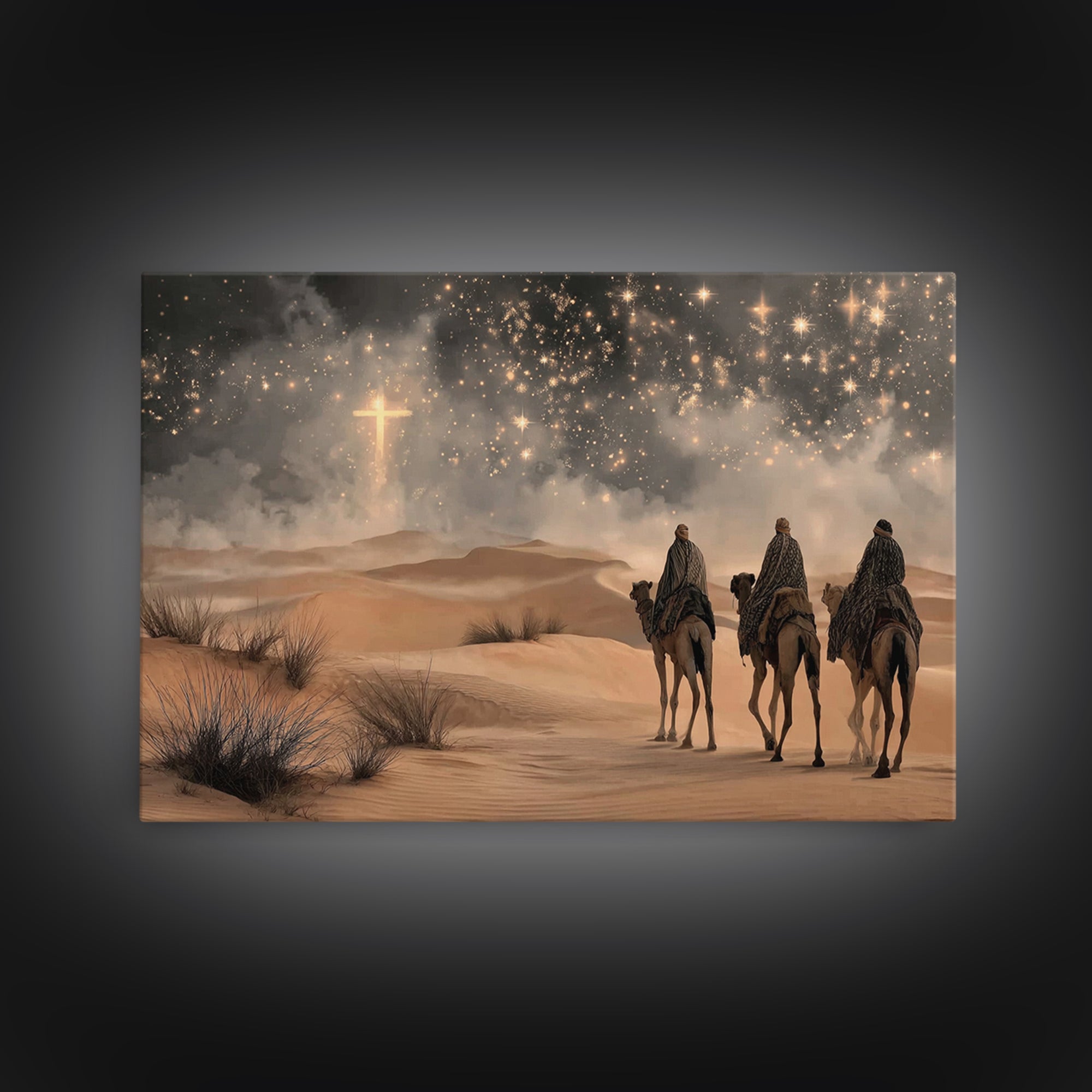 Radiant Desert Star – Framed Canvas Print – Christian Christmas Art – Christian Wall Art – Christmas Art Prints – Christian Art Canvas – La