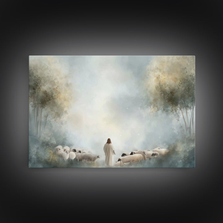 Shepherd Of Peace – Framed Canvas Print – Christian Wall Art – Christian Art Canvas – Jesus Painting – Subtle Christian Art – Christian Gif