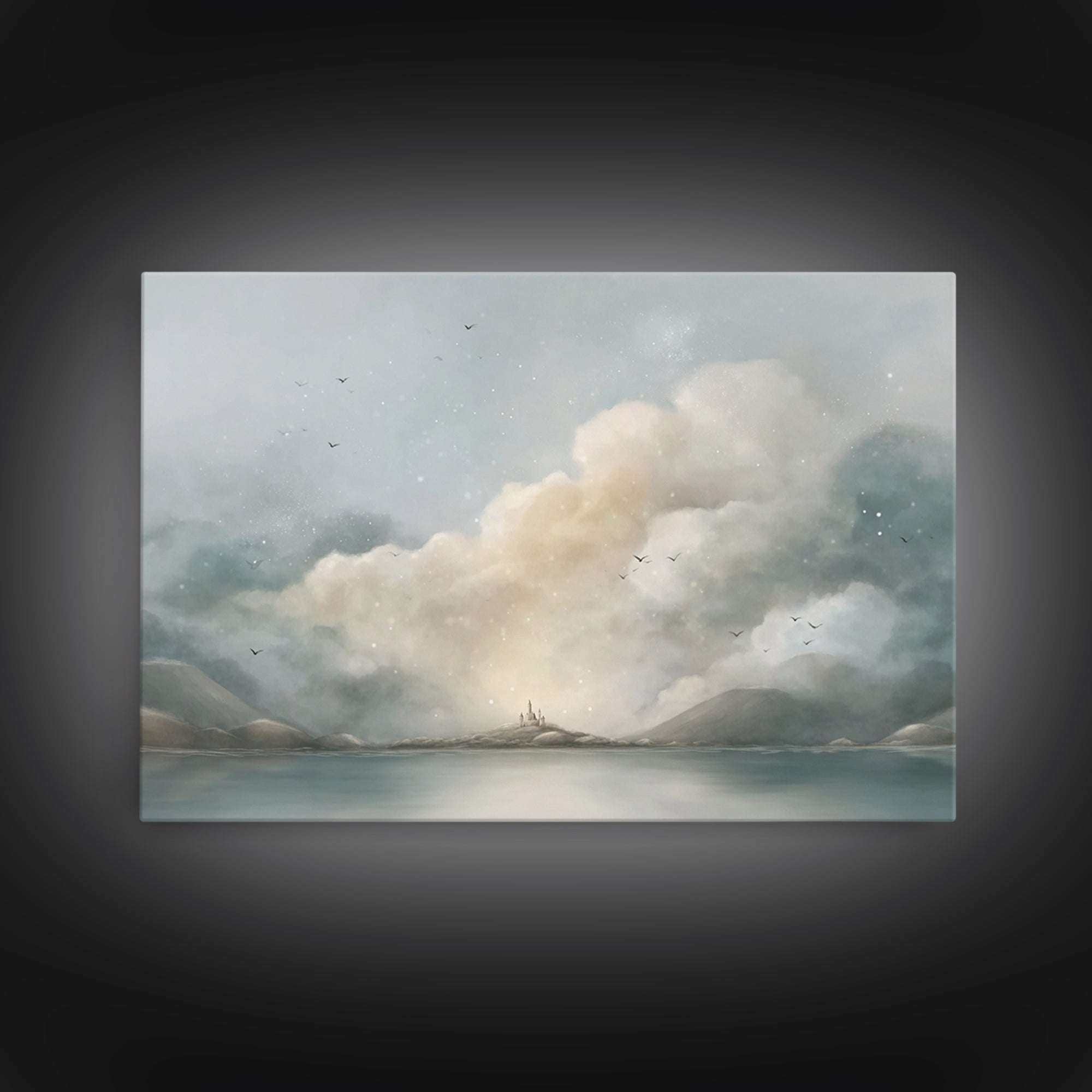 Gathered In Stillness, Framed Canvas Print, Christian Art Canvas, Christian Wall Art, Jesus Painting, Subtle Christian Paintings, Christian