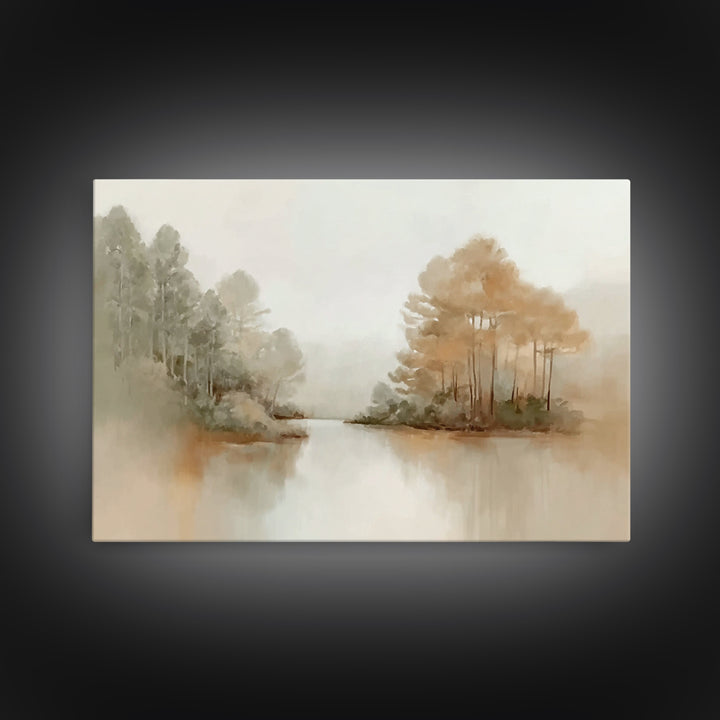 Autumn River Peace, Framed Canvas Print, Christian Wall Art, Christian Art Canvas, Minimalist Christian Art, Christian Art Print, Modern Ch