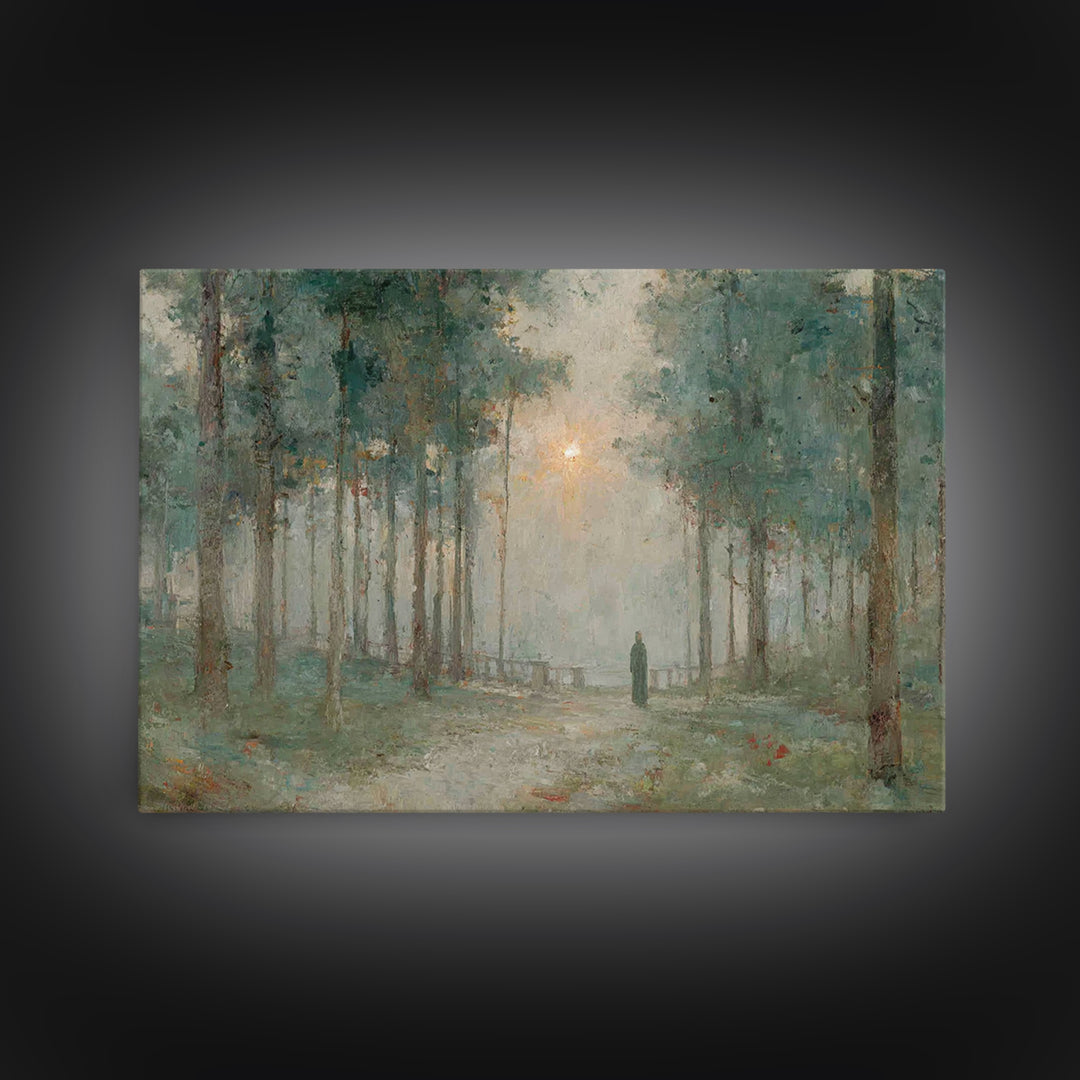 Forest Dawn Promise – Framed Canvas Print – Christian Art Painting – Christian Wall Art – Christian Art Canvas – Subtle Christian Paintings