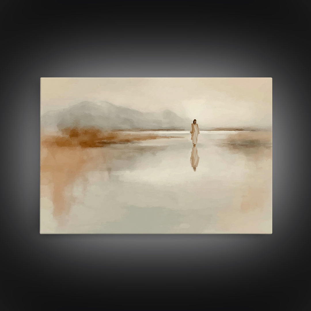 Quiet Water Journey | Framed Canvas Print | Jesus Painting | Christian Wall Art | Christian Art Canvas | Large Jesus Painting | Christian A