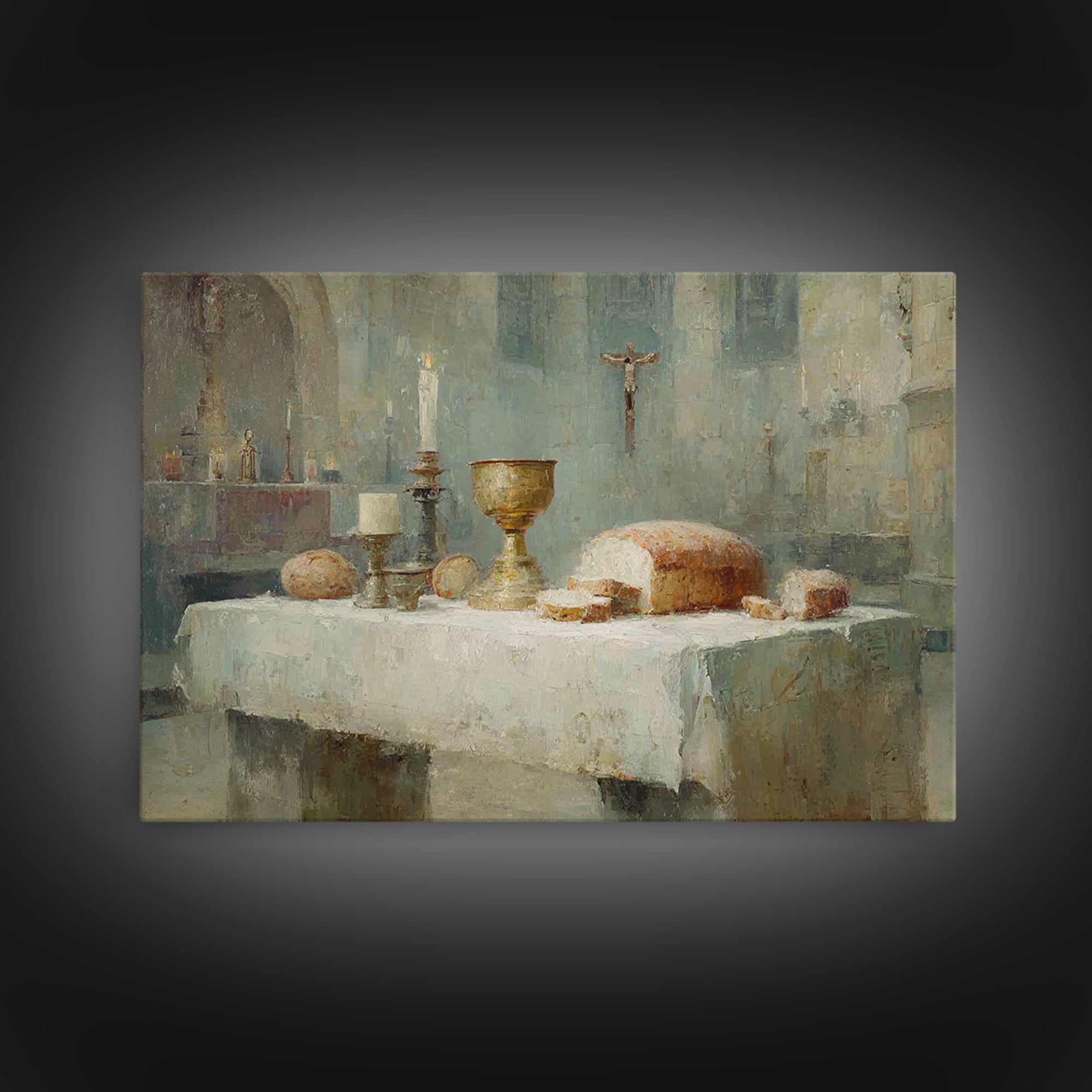 Chalice Of Peace – Framed Canvas Print – Christian Wall Art – Subtle Christian Art – Christian Art Canvas – Christmas Wall Art – White Chri