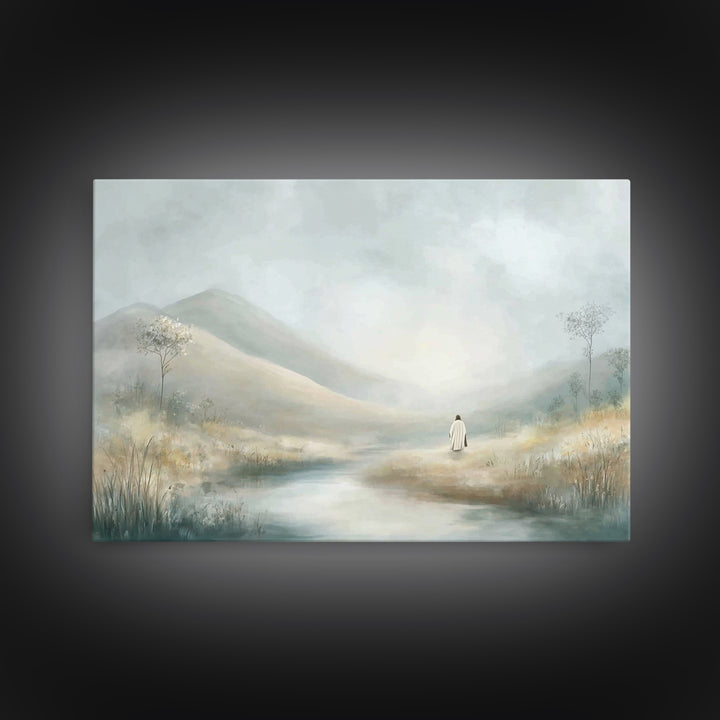 Quiet Valley Light – Framed Canvas Print – Christian Wall Art – Christian Art Canvas – Jesus Painting – Pastoral Scenery – Christian Art