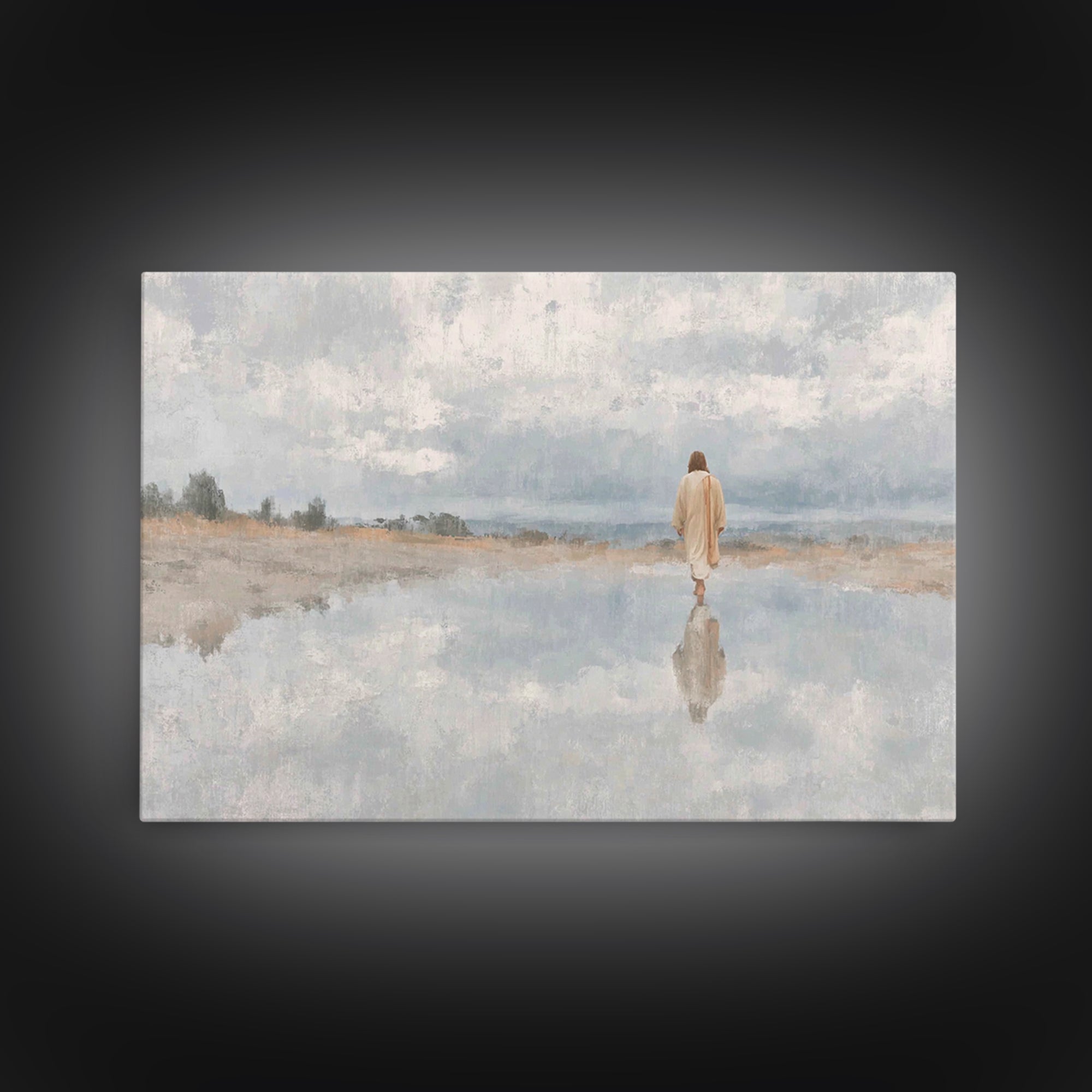 Walking In Peace, Framed Canvas Print, Christian Art Canvas, Christian Wall Art, Jesus Painting, Christian Christmas Art, Modern Christian