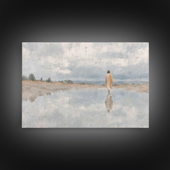 Walking In Peace, Framed Canvas Print, Christian Art Canvas, Christian Wall Art, Jesus Painting, Christian Christmas Art, Modern Christian