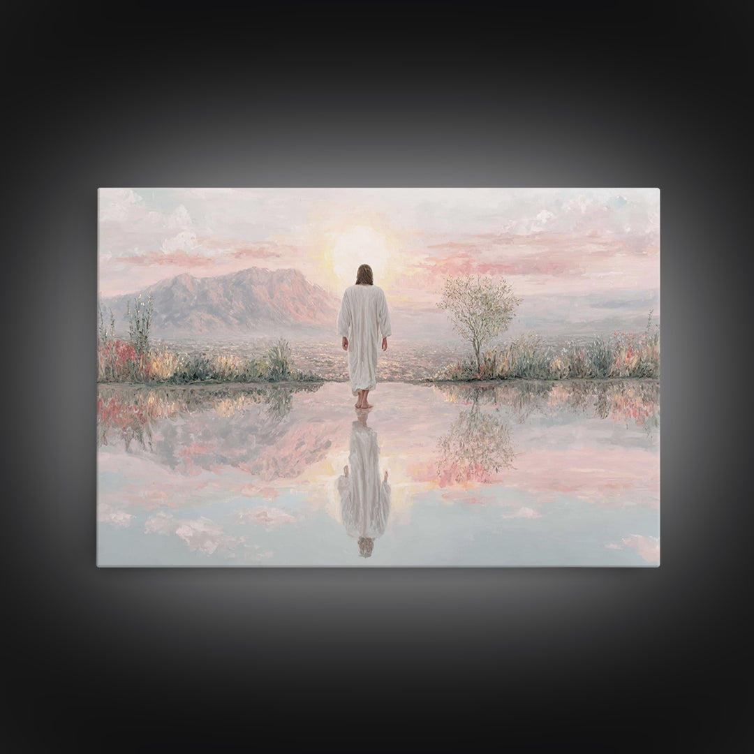 Radiant Mountain Path – Framed Canvas Print – Christian Art – Christian Art Canvas – Jesus Painting – Christian Wall Art – Modern Christian