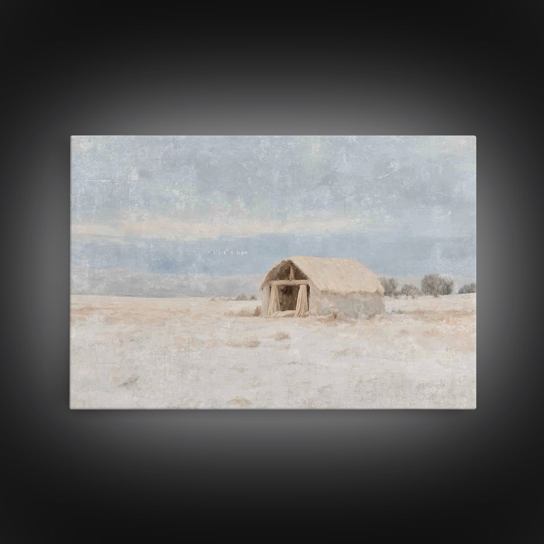 Humble Shelter Peace | Framed Canvas Print | Christmas Art Framed | Christian Christmas Decor | Christian Art Canvas | Christmas Wall Art |