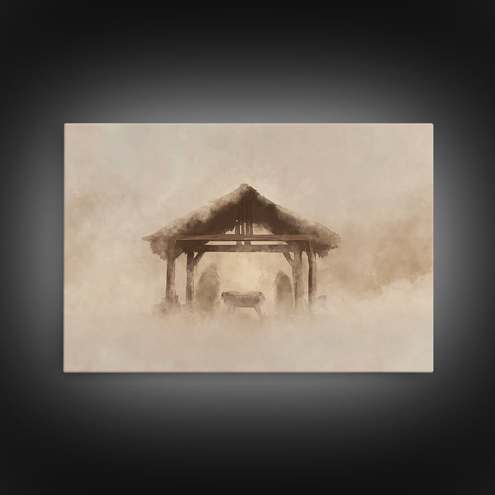 Nativity Stillness – Framed Canvas Print – Christian Christmas Art – Christian Art Canvas – Christian Wall Art – Christmas Art Prints – Chr