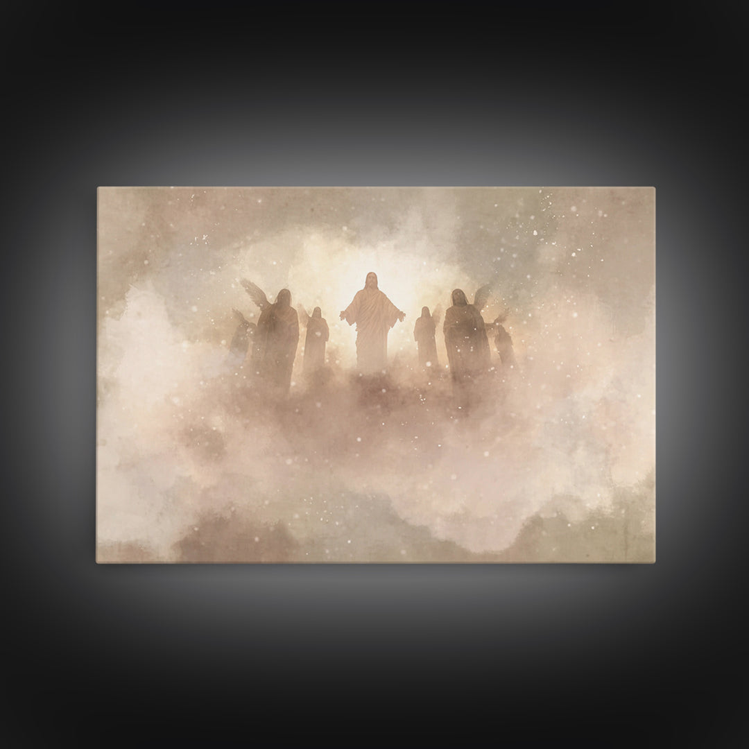 Glory In The Clouds, Framed Canvas Print, Christian Art Canvas, Jesus Painting, Modern Christian Art, Christian Wall Art, Christian Art