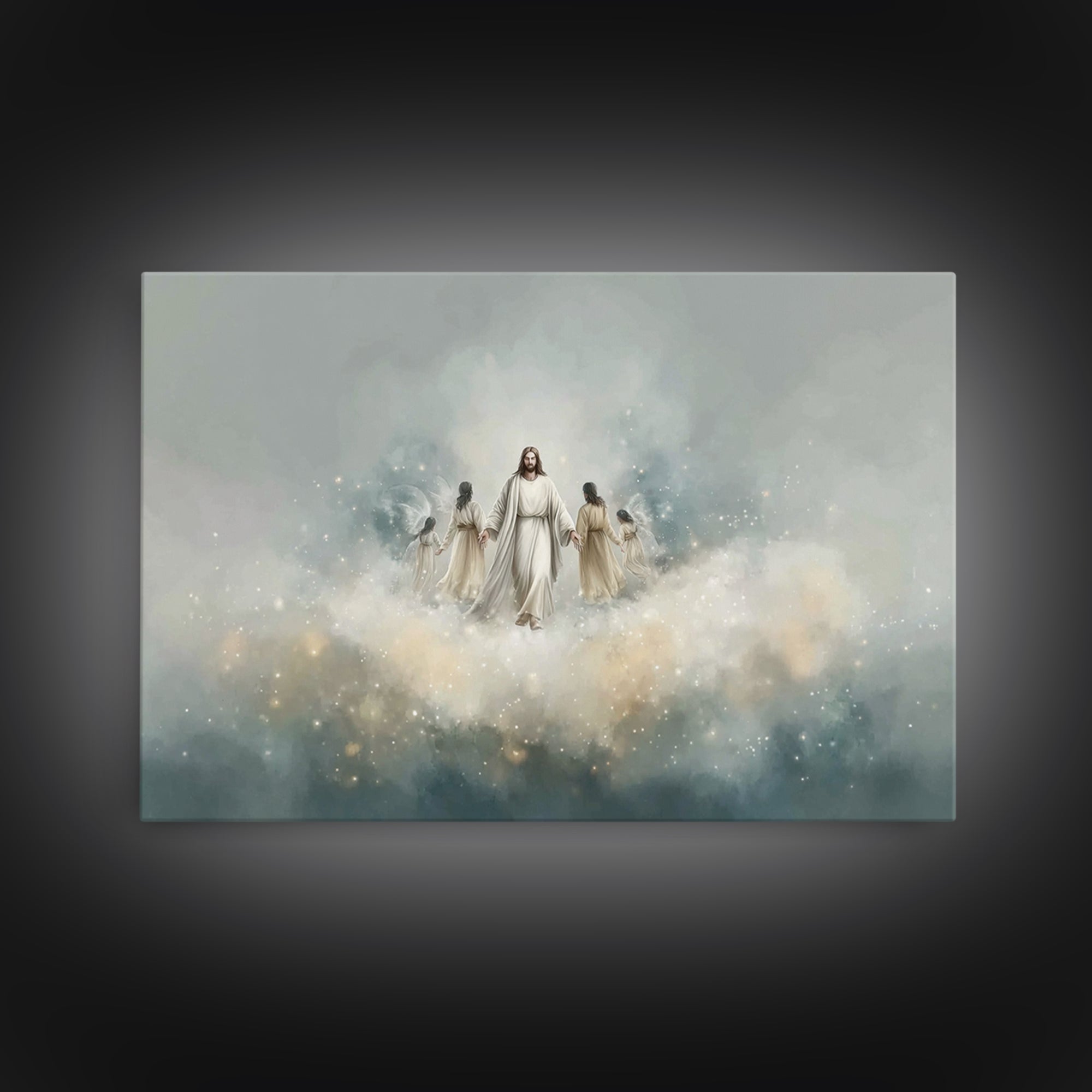 Heavenly Gathering – Framed Canvas Print – Christian Art Canvas – Jesus Painting – Christian Wall Art – Modern Christian Art – Christian Pa