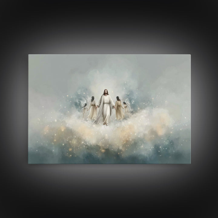 Heavenly Gathering – Framed Canvas Print – Christian Art Canvas – Jesus Painting – Christian Wall Art – Modern Christian Art – Christian Pa