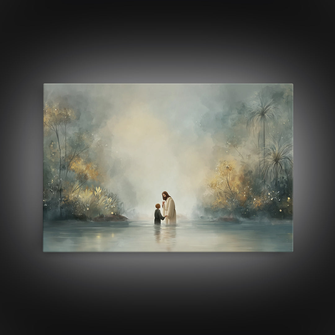 River Of Renewal | Framed Canvas Print | Christian Art Canvas | Jesus Painting | Christian Wall Art | Christian Art | Modern Christian Art