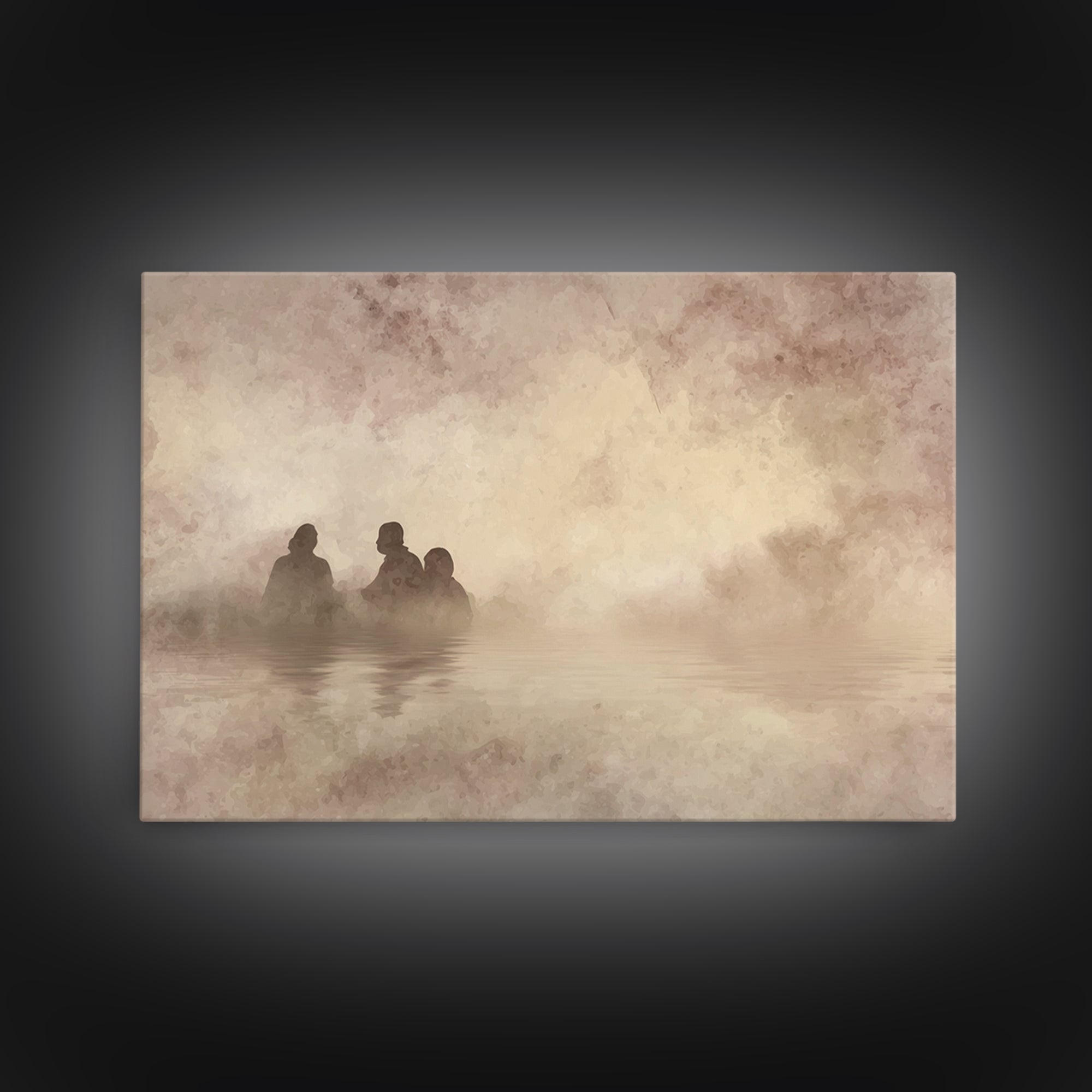 Dawn Baptism Peace – Framed Canvas Print – Christian Art Canvas – Christian Wall Art – Moody Christian Art – Jesus Painting – Christian Chr