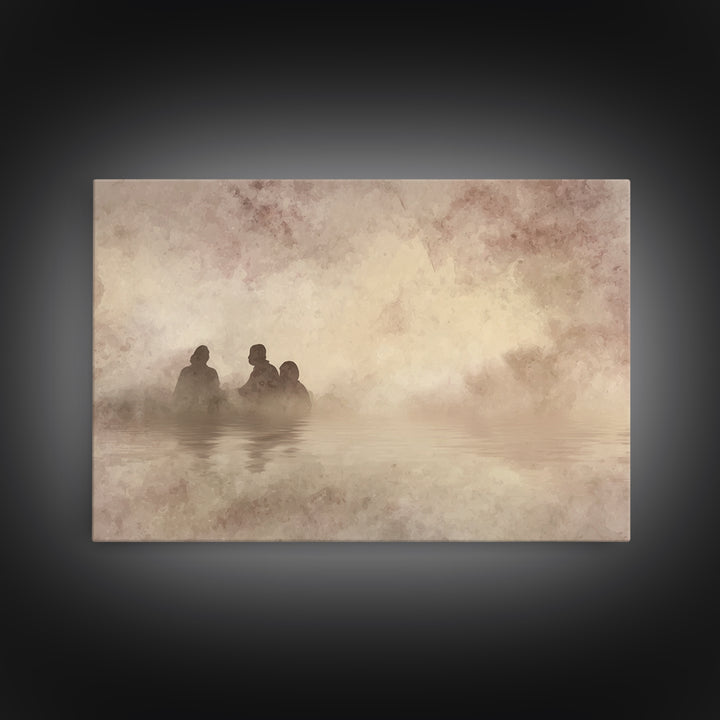Dawn Baptism Peace – Framed Canvas Print – Christian Art Canvas – Christian Wall Art – Moody Christian Art – Jesus Painting – Christian Chr