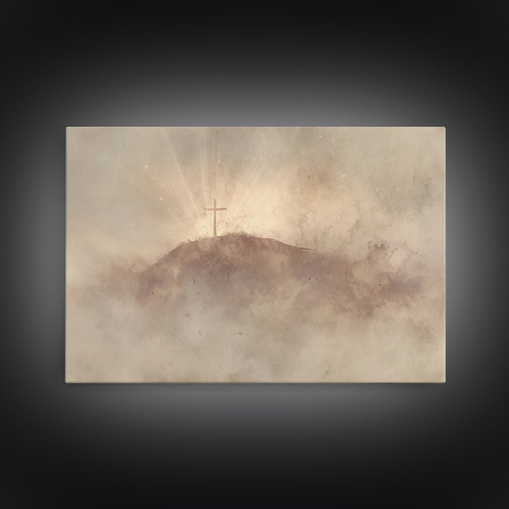 Cloudrise Redemption – Framed Canvas Print – Christian Art Canvas – Christian Wall Art – Moody Christian Art – Christian Decor – Jesus Pain