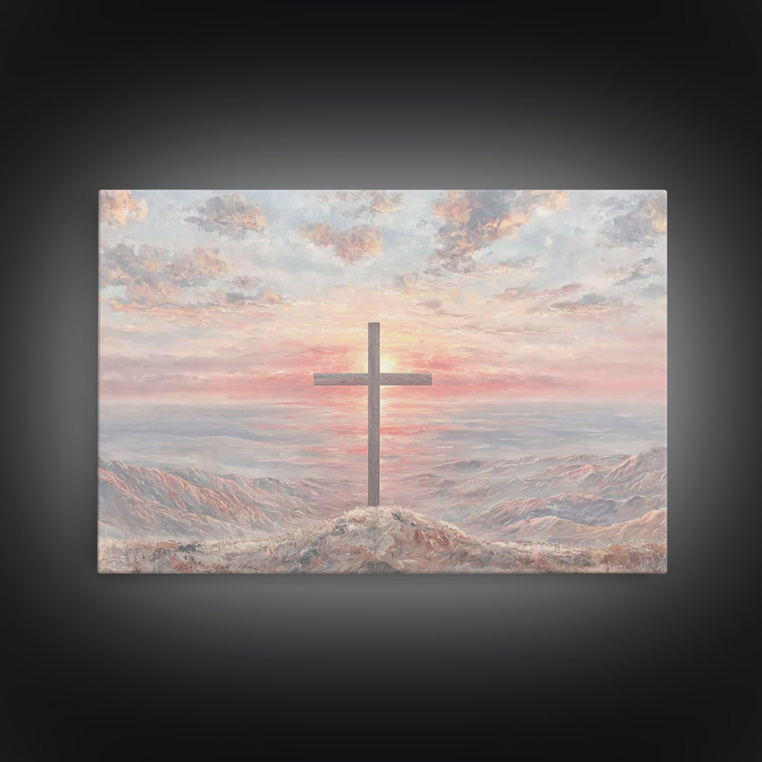 Dawn Of Redemption, Framed Canvas Print, Christian Wall Art, Modern Christian Art, Christian Art Canvas, Jesus Painting, Christian Christma