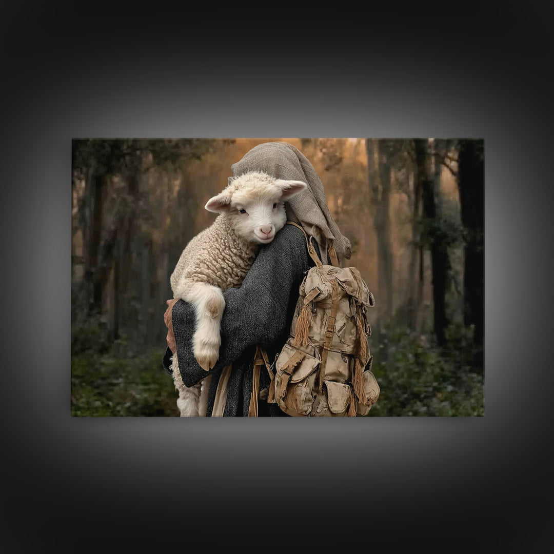 Faithful Shepherd Path – Framed Canvas Print – Christian Art Canvas – Christian Wall Art – Christian Decor – Jesus Painting – Rustic Christ