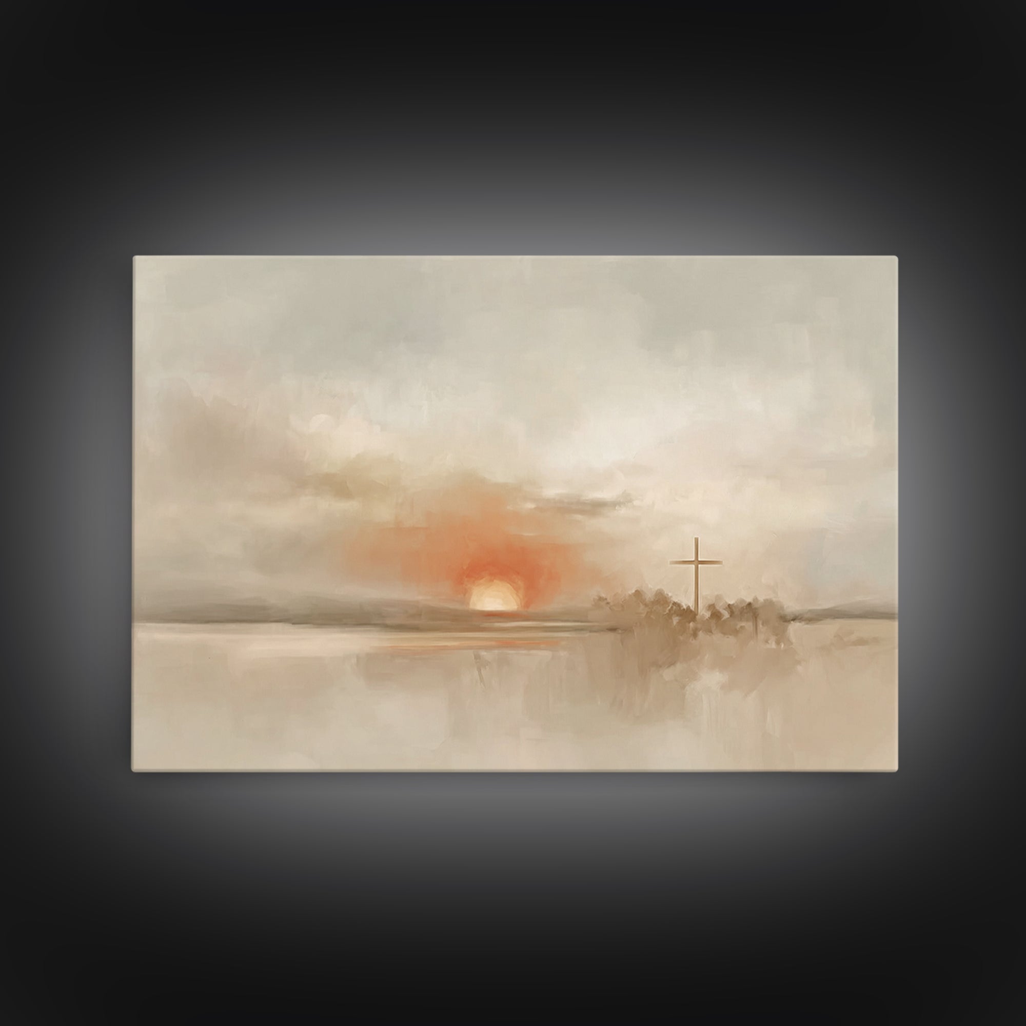 Soft Horizon Grace, Framed Canvas Print, Minimalist Christian Art, Christian Wall Art, Christian Art Canvas, Subtle Christian Art, Christia
