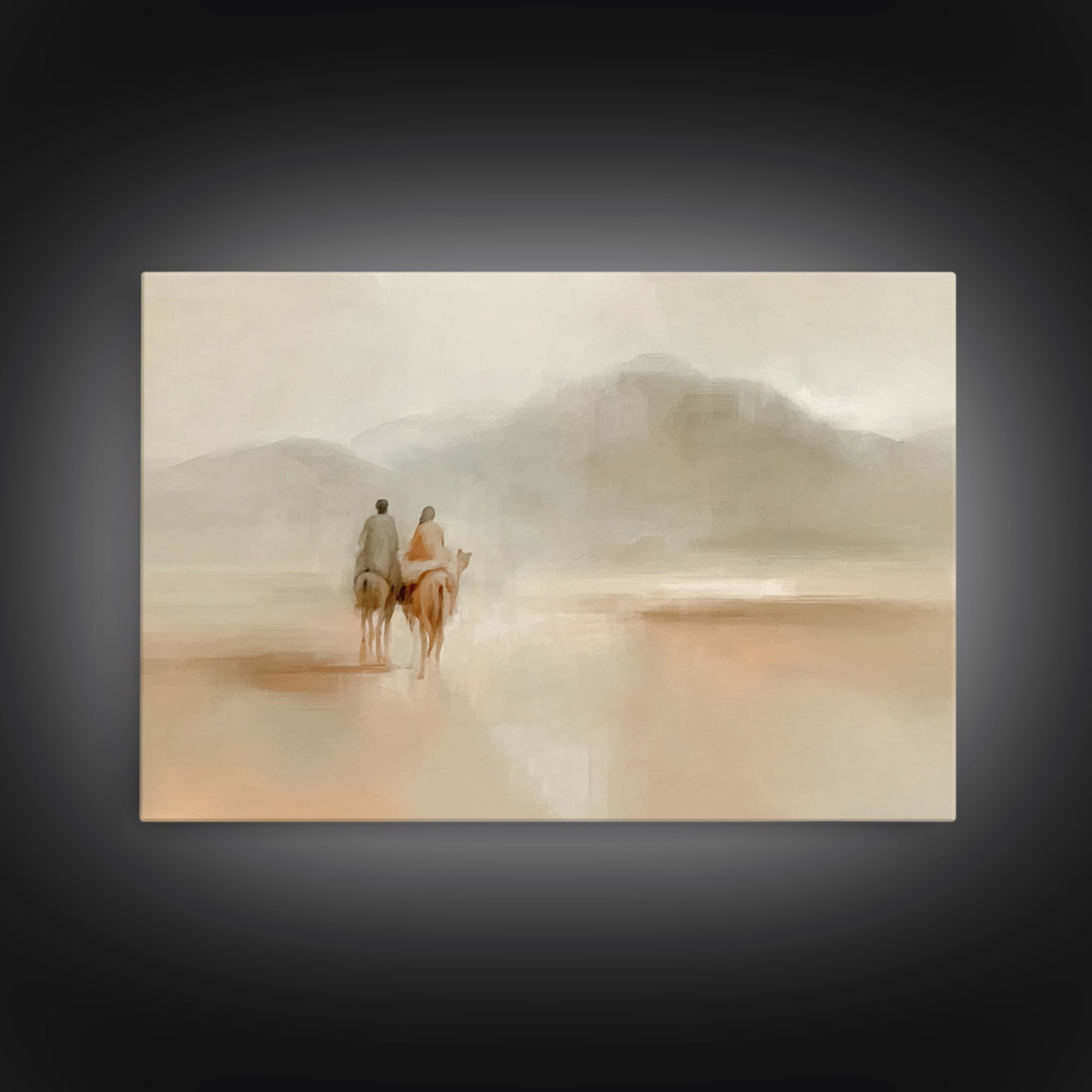 Quiet Desert Walk – Framed Canvas Print – Minimalist Christian Art – Christian Wall Art – Subtle Christian Paintings – Christian Art Canvas