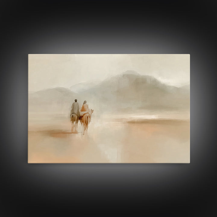 Quiet Desert Walk – Framed Canvas Print – Minimalist Christian Art – Christian Wall Art – Subtle Christian Paintings – Christian Art Canvas