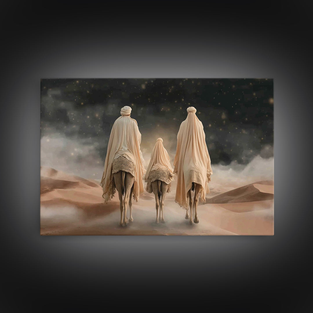 Desert Pilgrims – Framed Canvas Print – Christian Wall Art – Christian Art Canvas – Christian Christmas Art – Jesus Painting