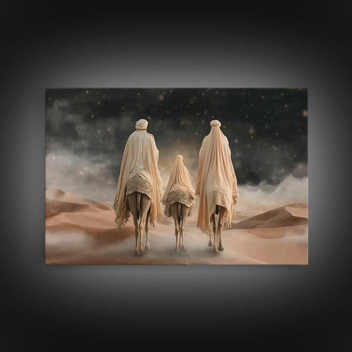 Desert Pilgrims – Framed Canvas Print – Christian Wall Art – Christian Art Canvas – Christian Christmas Art – Jesus Painting