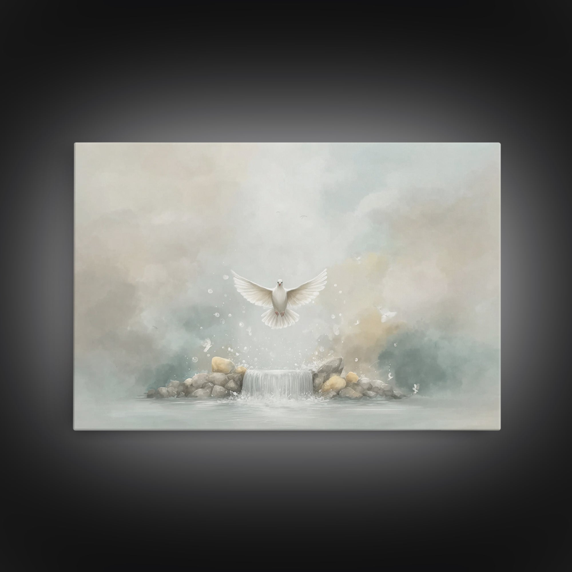 Gentle Ascent | Framed Canvas Print | Christian Art Canvas | Christian Wall Art | Christian Art | Moody Christmas Art | Christian Decoratio