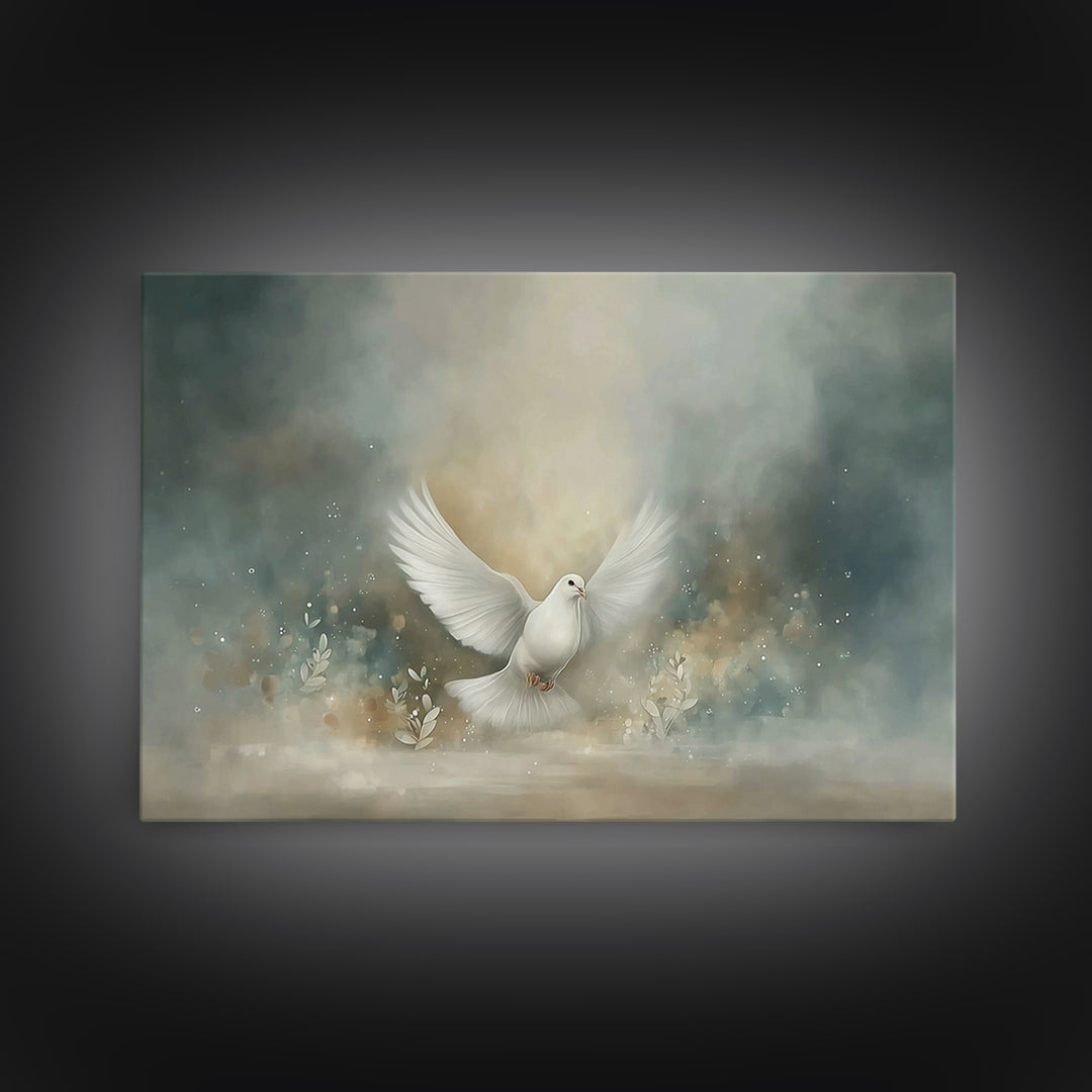 Dove Of Glory – Framed Canvas Print – Christian Art – Christian Wall Art – Christian Canvas – Christmas Art – Christian Gift Ideas