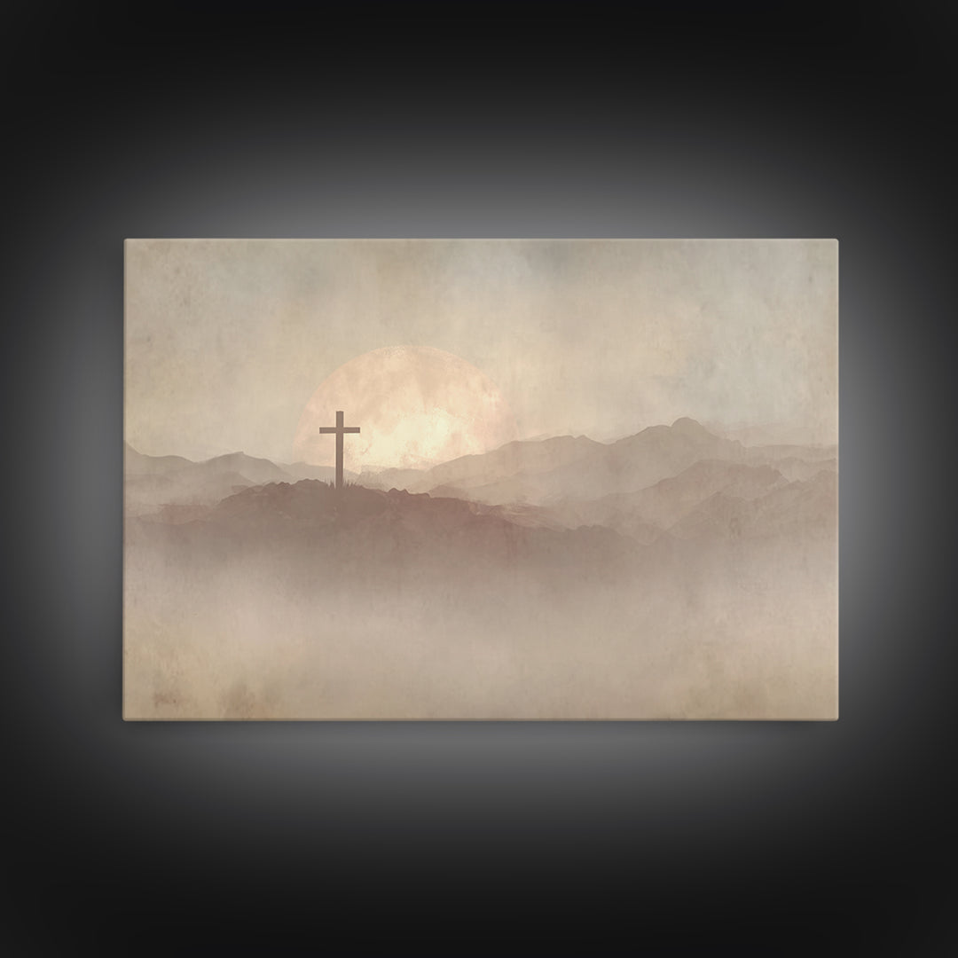 Moonrise Sanctuary, Framed Canvas Print, Christian Art Work, Moody Christian Art, Christian Wall Art, Christian Art Canvas, Subtle Christia