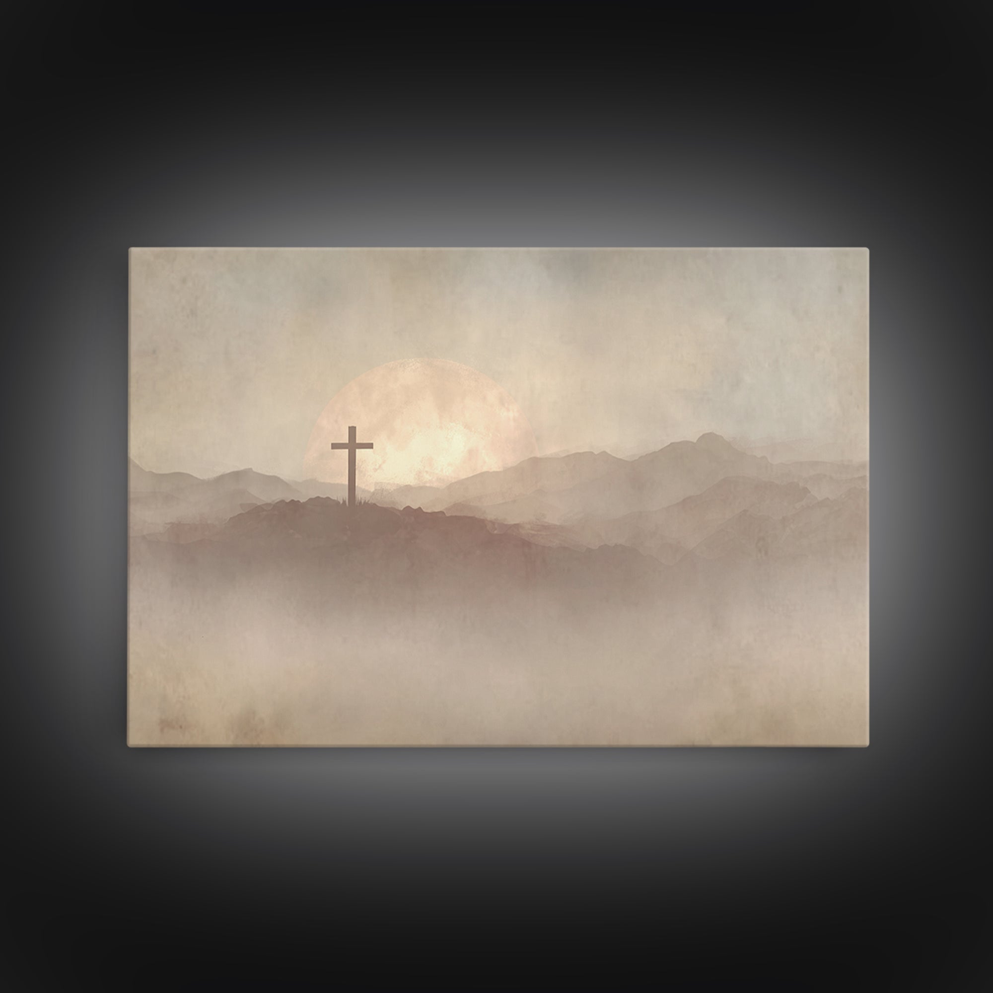 Moonrise Sanctuary, Framed Canvas Print, Christian Art Work, Moody Christian Art, Christian Wall Art, Christian Art Canvas, Subtle Christia