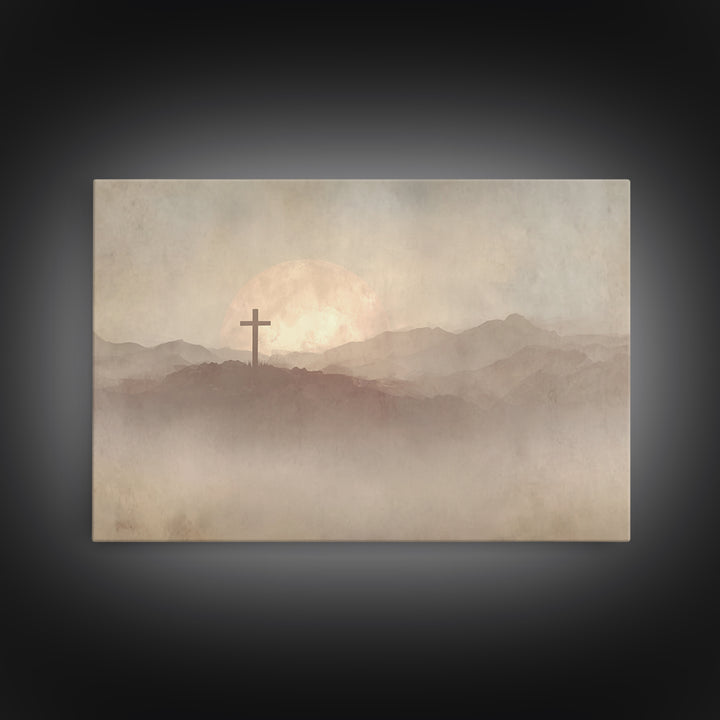 Moonrise Sanctuary, Framed Canvas Print, Christian Art Work, Moody Christian Art, Christian Wall Art, Christian Art Canvas, Subtle Christia