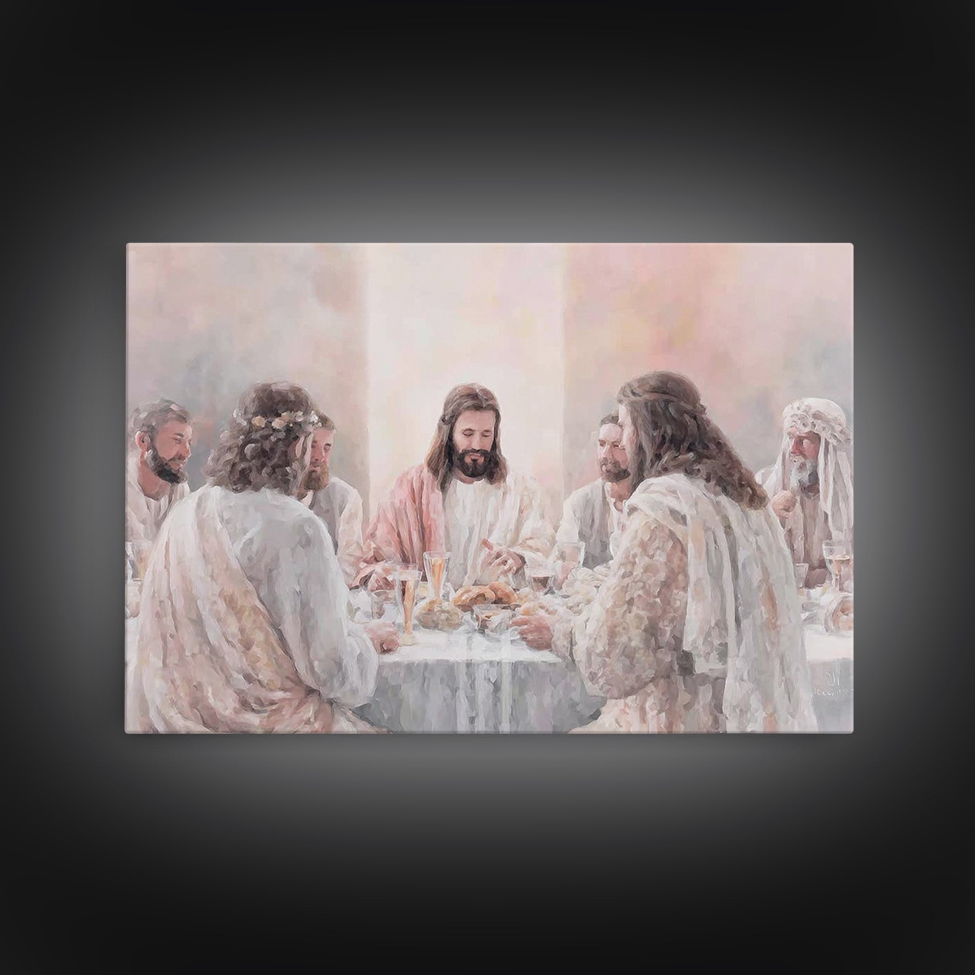 Last Supper Light – Framed Canvas Print – Christian Wall Art – Christian Painting – Christian Art Canvas – Christian Decor – Christmas Art
