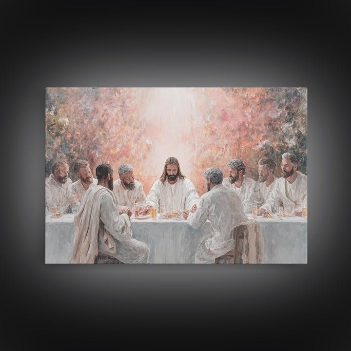 Heavenly Supper - Framed Canvas Print - Christian Art Canvas - Christian Wall Art - Modern Jesus Art - Christian Christmas Art - Christian