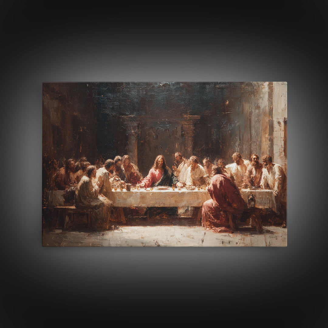 Sacred Gathering, Framed Canvas Print, Christian Paintings, Large Jesus Painting, Christian Art Canvas, Vintage Christian Art, Christian Wa