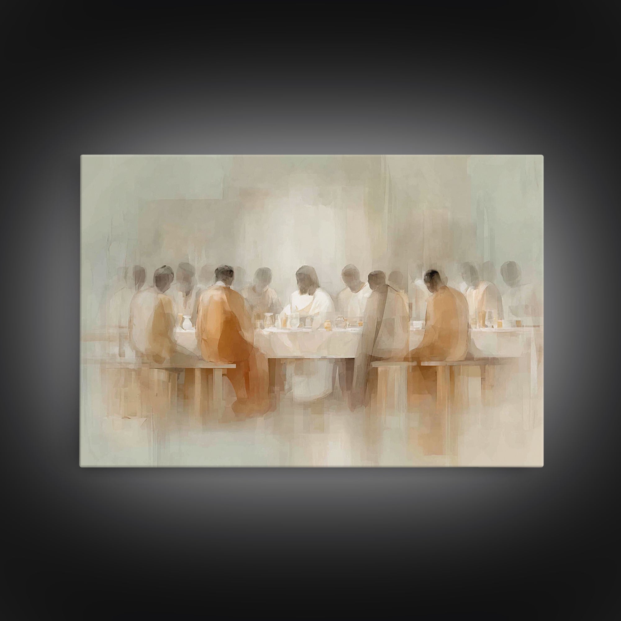 Holy Supper Light – Framed Canvas Print – Minimalist Christian Art – Christian Wall Art – Jesus Painting – Subtle Christian Art – Christian