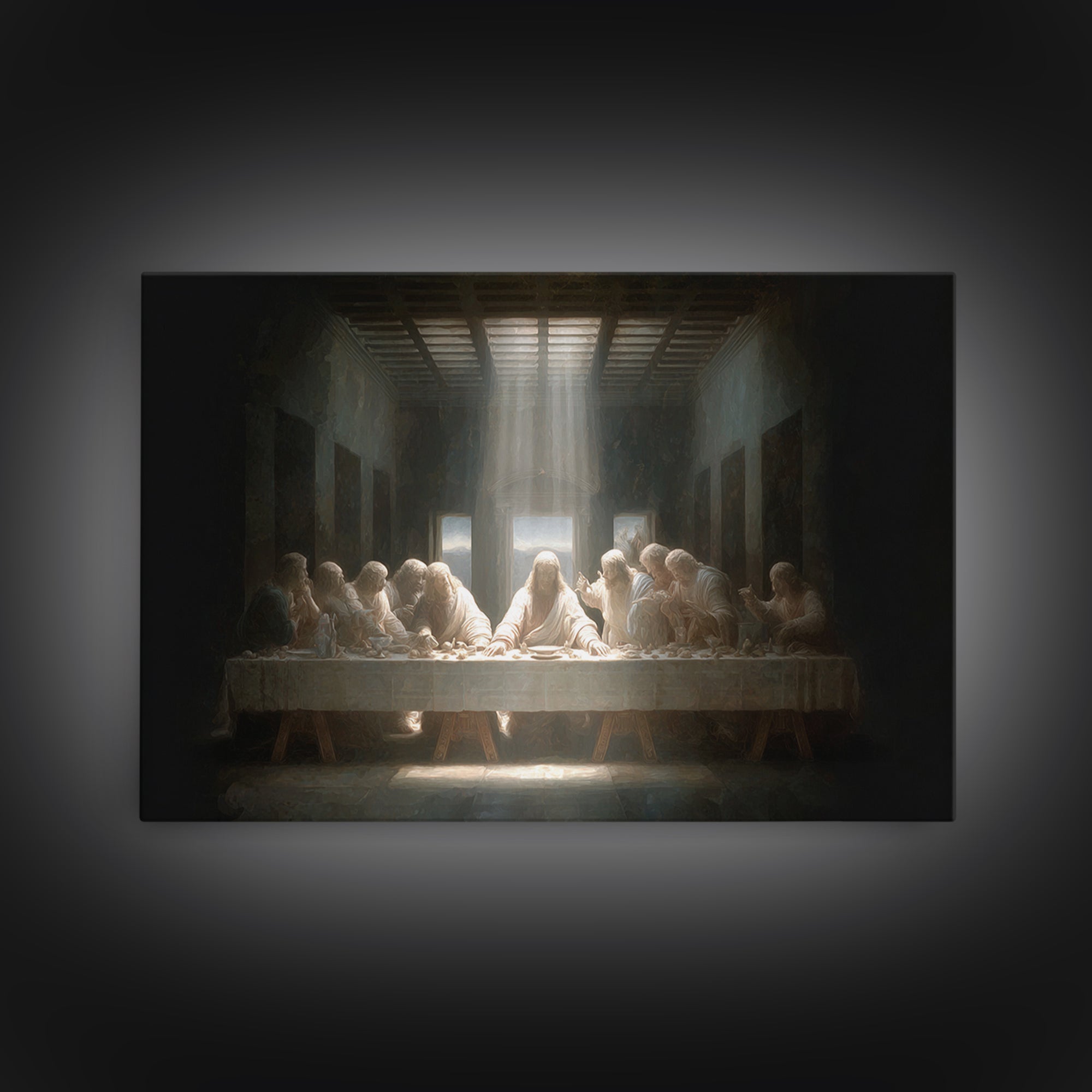 Divine Table Grace | Framed Canvas Print | Christian Christmas Art | Jesus Wall Art | Modern Christian Art | Christian Art Canvas | Christi