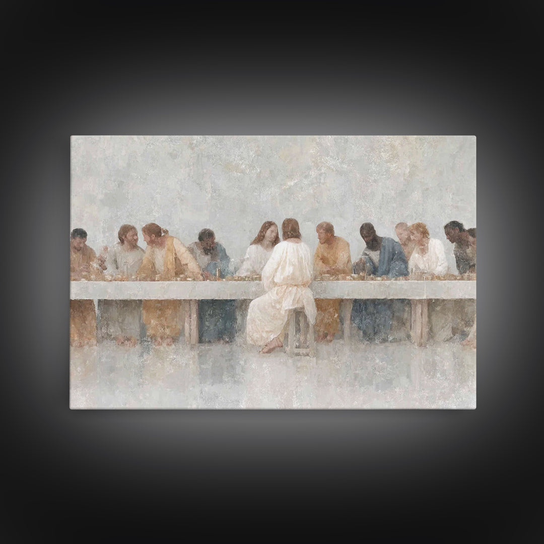 Sacred Banquet Harmony, Framed Canvas Print, Christian Art Work, Modern Christian Painting, Jesus Paintings, Christian Decor, Christmas Art