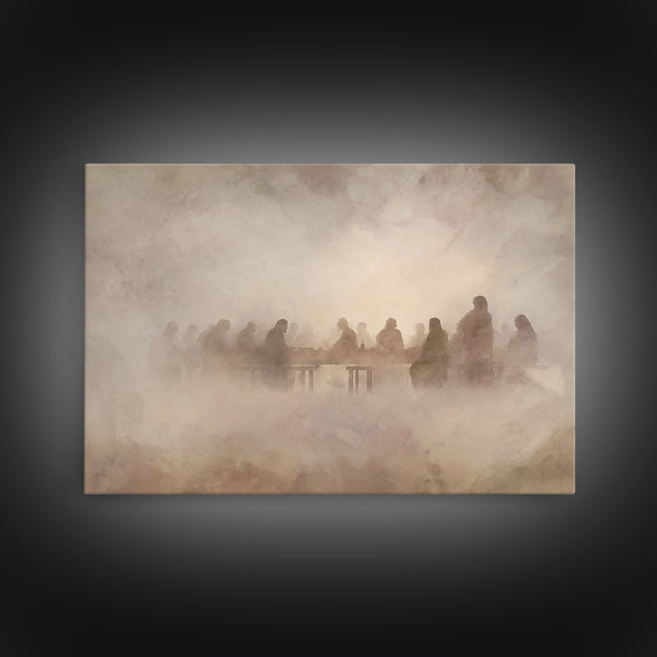 Mystic Supper Cloud – Framed Canvas Print – Christian Art Work – Jesus Painting – Christian Wall Art – Subtle Christian Paintings – Christm
