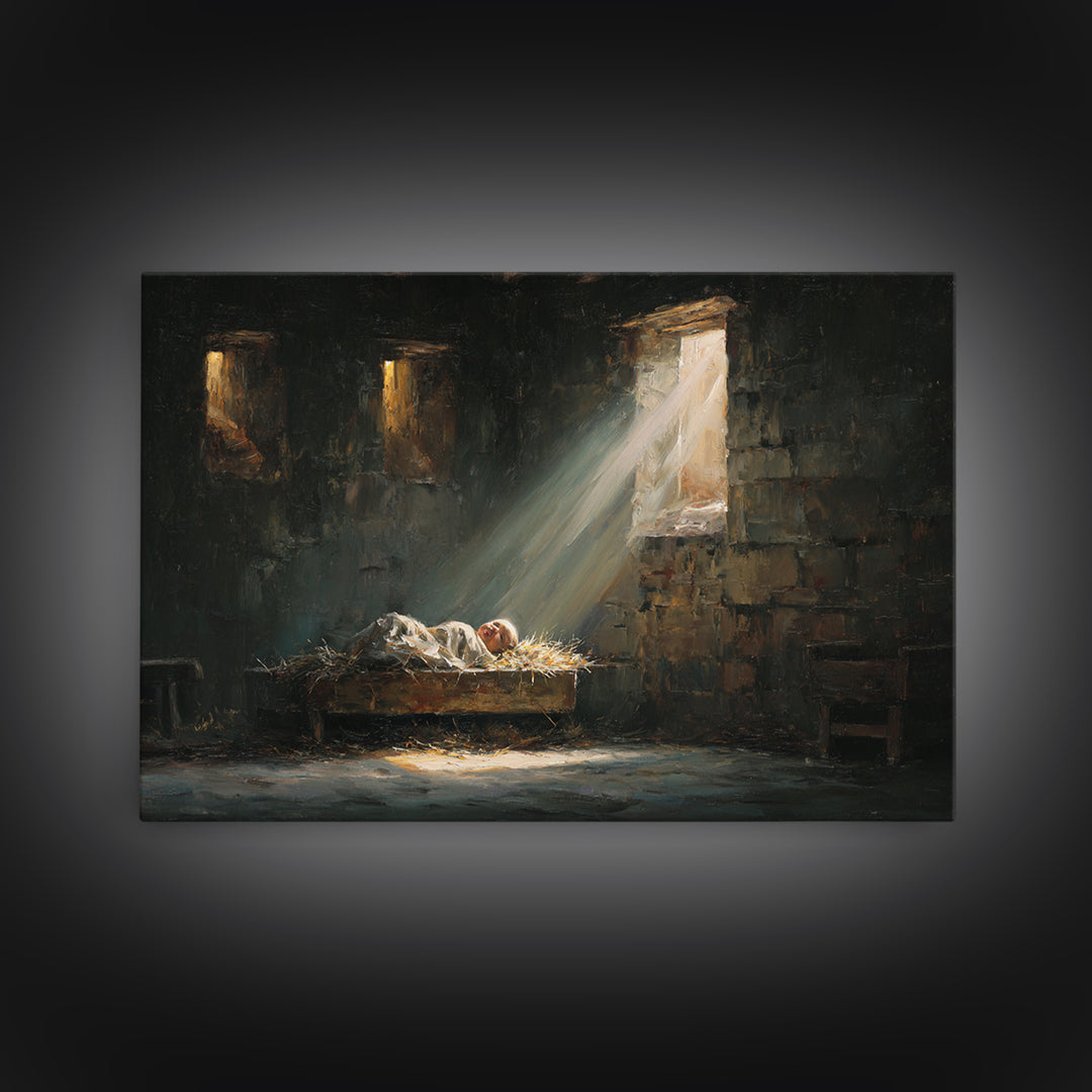 Star-Born Light – Framed Canvas Print – Christian Wall Art – Christmas Art – Jesus Painting – Christian Art Canvas – Christian Christmas De