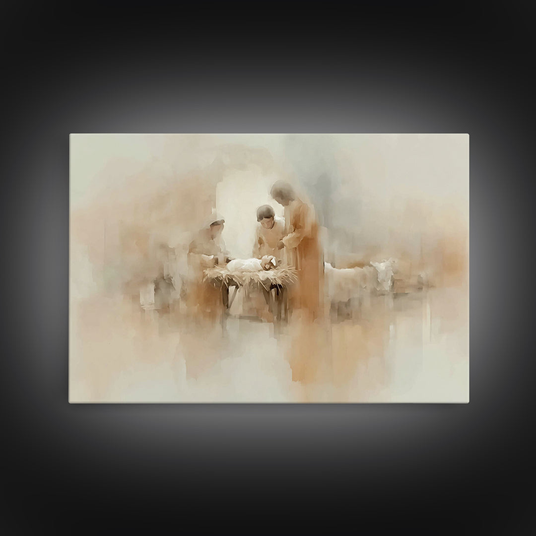 Blessed Nativity Circle – Framed Canvas Print – Christian Art Canvas – Christmas Art Prints – Jesus Christmas Art – Christian Wall Art – Ch