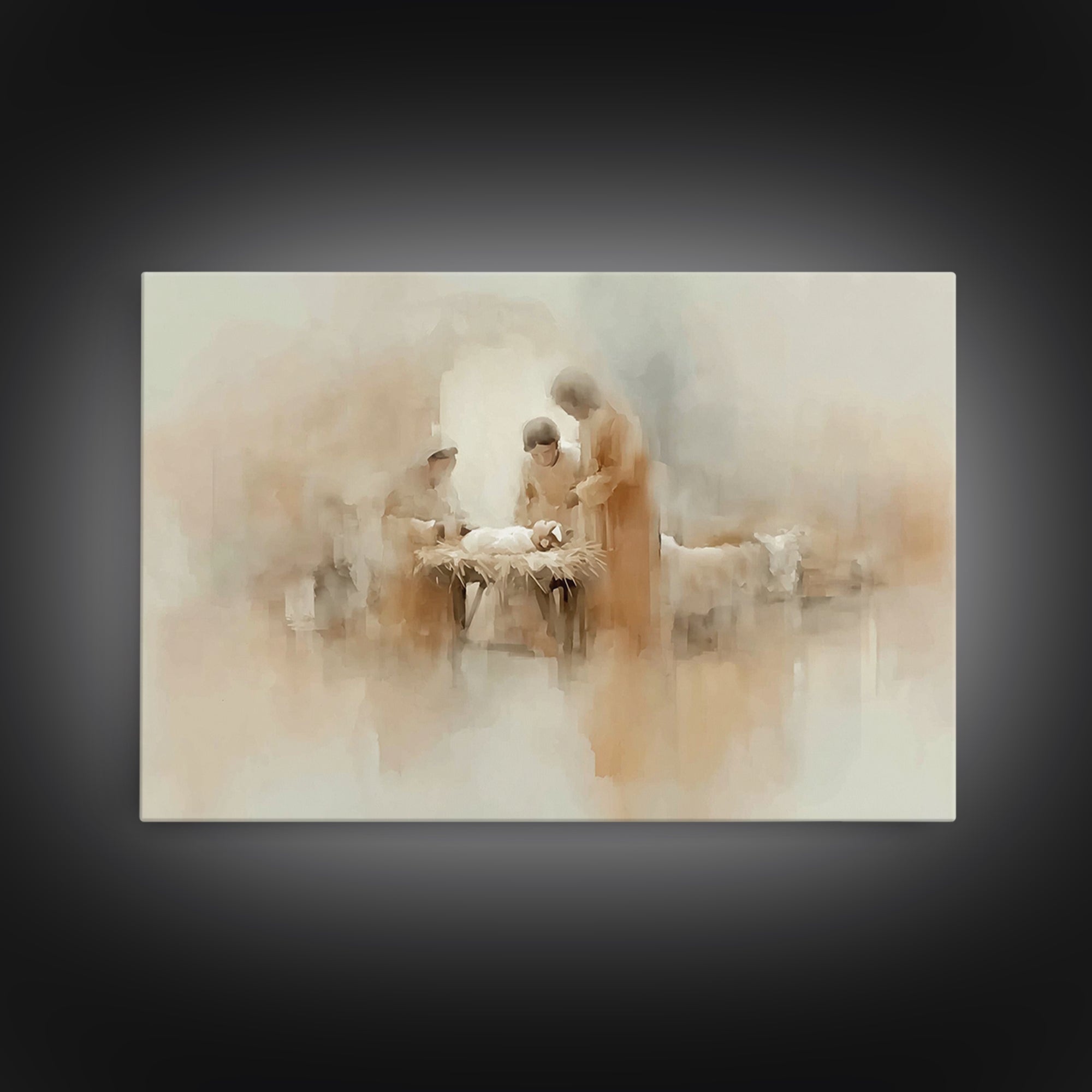 Blessed Nativity Circle – Framed Canvas Print – Christian Art Canvas – Christmas Art Prints – Jesus Christmas Art – Christian Wall Art – Ch